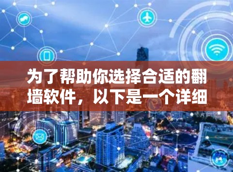 为了帮助你选择合适的翻墙软件,以下是一个详细的推荐和使用指南