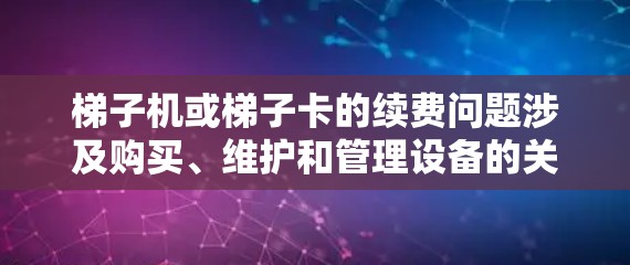梯子机或梯子卡的续费问题涉及购买、维护和管理设备的关键步骤。以下是详细的解决方案 梯子机或梯子卡的续费问题涉及购买、维护和管理设备的关键步骤。以下是详细的解决方案